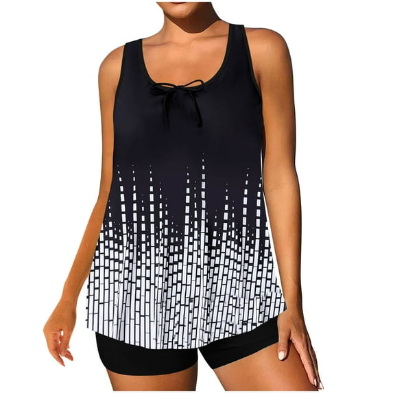 Aofany Women Plus Size Tankini Swimsuits Tummy Control Two Piece Bathing Suit Fashion Printed Swimwear with Shorts