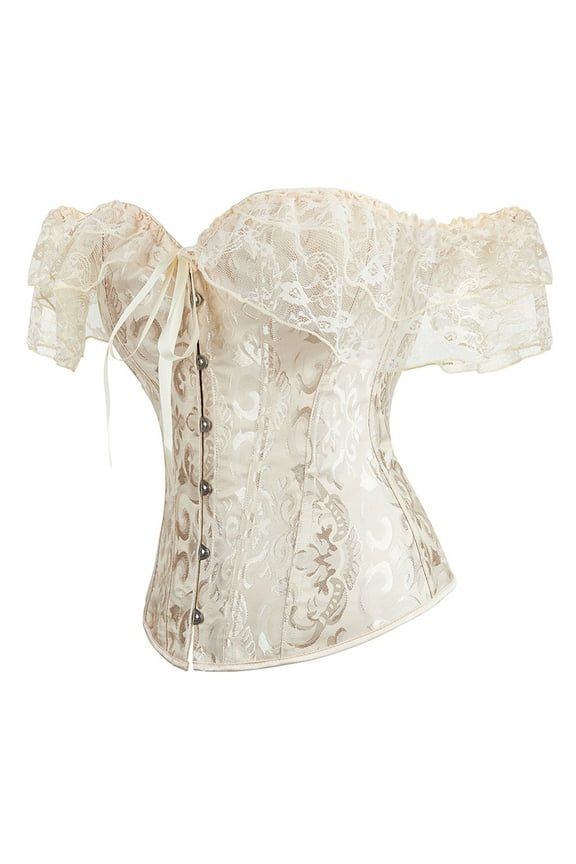 Women Short Sleeve Corset, Solid Color Tie-up Boat Neck Close-fitting Crop Tops