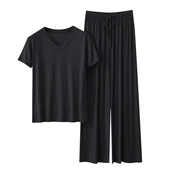 Aofany Women Short Sleeve Pajama Sets Comfort Modal Tops and Pants Pjs Set Super Soft Loungewear Two Piece Pajamas Set Sleepwear
