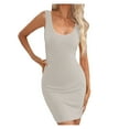 thumbnail image 1 of Aofany Women Slim Buttock Dress Fashion Sexy Solid Round Neck Sleeveless Tank Dress Mini Party Dress, 1 of 5