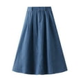 thumbnail image 1 of Aofany Women Summer Denim Skirt Casual High Waist A line Skirt with Pocket Button Midi Jeans Skirts, 1 of 6