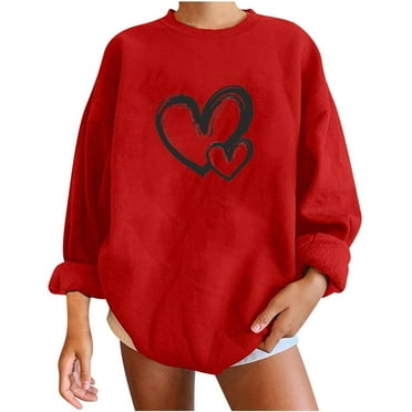 Aofany Women Sweatshirt Graphic Sweatshirts No Hood Casual Long Sleeve Round Neck Sweatshirts Love Printed Loose Top Sweatshirt For Women Loose Fit