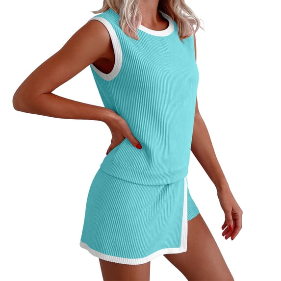Aofany Women Two Piece Outfits Skorts and Sleeveless Tank Tops Lounge Sets Short Summer Tracksuit Sweatsuit Set