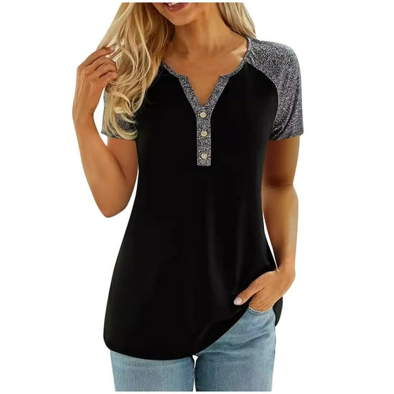 Aofany Women V Neck T Shirts Casual Summer Tops Tees Loose Fit Tunics