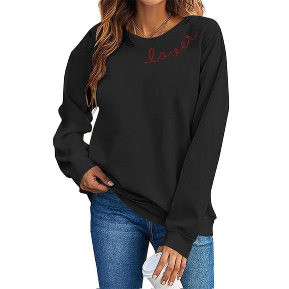 Aofany Women Valentine's Day Pullover Sweatshirts Heart Print Sweater Tops Long Sleeve Crewneck Shirts Fashion Loose Blouse Sweatshirt