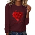 thumbnail image 1 of Aofany Women Valentine's Day Pullover Sweatshirts Heart Print Sweater Tops Long Sleeve Crewneck Shirts Fashion Loose Blouse Teen Girls Sweatshirt, 1 of 3