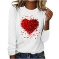 thumbnail image 1 of Aofany Women Valentine's Day Pullover Sweatshirts Heart Print Sweater Tops Long Sleeve Crewneck Shirts Fashion Loose Blouse Teen Girls Sweatshirt, 1 of 3