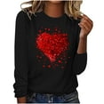 thumbnail image 1 of Aofany Women Valentine's Day Pullover Sweatshirts Heart Print Sweater Tops Long Sleeve Crewneck Shirts Fashion Loose Blouse Teen Girls Sweatshirt, 1 of 3