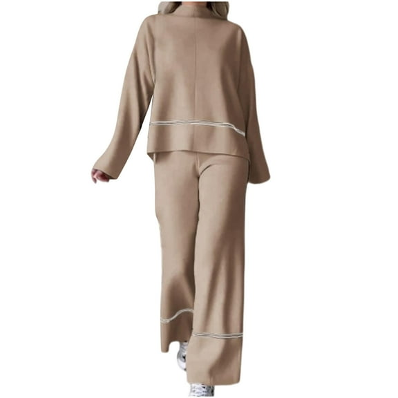 Aofany Women's 2 Piece Outfits Solid Sweatsuits Long Sleeve Pullover Sweatshirt Wide Leg Pants Tracksuit Set Lounge Set