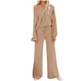 thumbnail image 1 of Aofany Women's 2 Piece Outfits Solid Sweatsuits Long Sleeve Pullover Sweatshirt Wide Leg Pants Tracksuit Set Lounge Set, 1 of 5