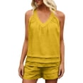 thumbnail image 1 of Aofany Women's 2 Piece Set, Sleeveless Short Summer Outfit, V-Neck Tank Top Elastic Waist Shorts Pocket Leisure Outfit Set, 1 of 4