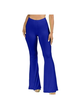 Womens High Waist Crushed Velvet Flare Pants Ladies Casual Bell Bottoms  Trousers