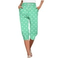 thumbnail image 1 of Aofany Women's Capris Pants Printed Casual Elastic Waist Drawstring Loose Capri Trousers with Pocket Cropped Pants, 1 of 5