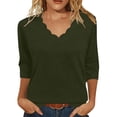 thumbnail image 1 of Aofany Women's Casual 3/4 Sleeve Length T-Shirts Tunic Tops V Neck Loose Fit Basic Tee Solid Color Blouse for Work Daily, 1 of 5