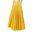 thumbnail image 1 of Aofany Women's Casual A-line Long Skirt Solid High Waisted Flare Skirts Elastic Waistband Pleated Skirts with Pockets, 1 of 6