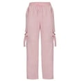 thumbnail image 1 of Aofany Women's Casual Elastic Waist Cargo Pants Drawstring Multiple Pockets Work Pants Solid High Waist Straight Trousers, 1 of 4