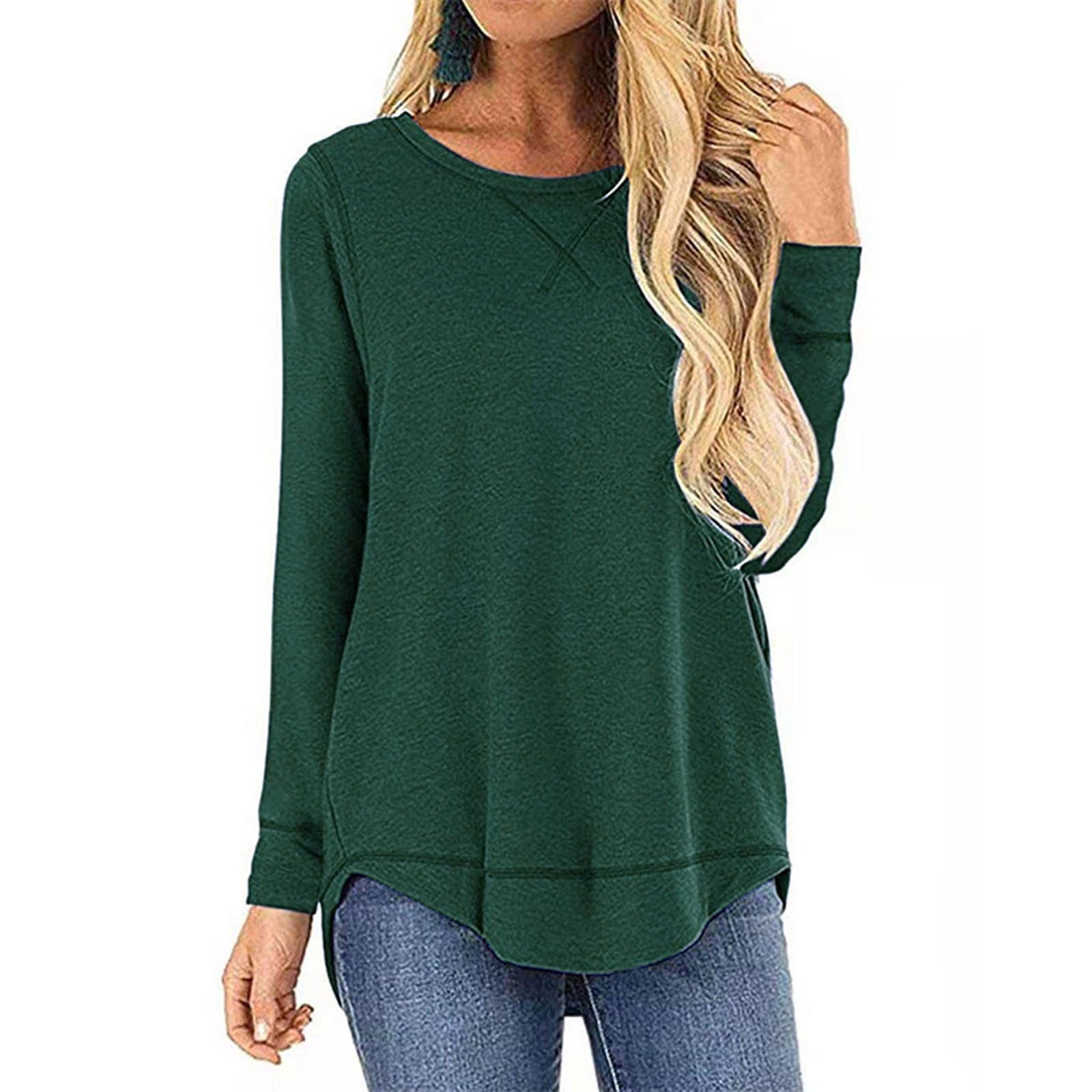 Aofany Women's Casual Long Sleeve Pullover Sweaters Crew Neck Oversized ...