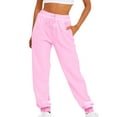 thumbnail image 1 of Aofany Women's Casual Pants Elastic High Waist Drawstring Trousers Solid Color Loose Pants With Pockets Pink XL, 1 of 4