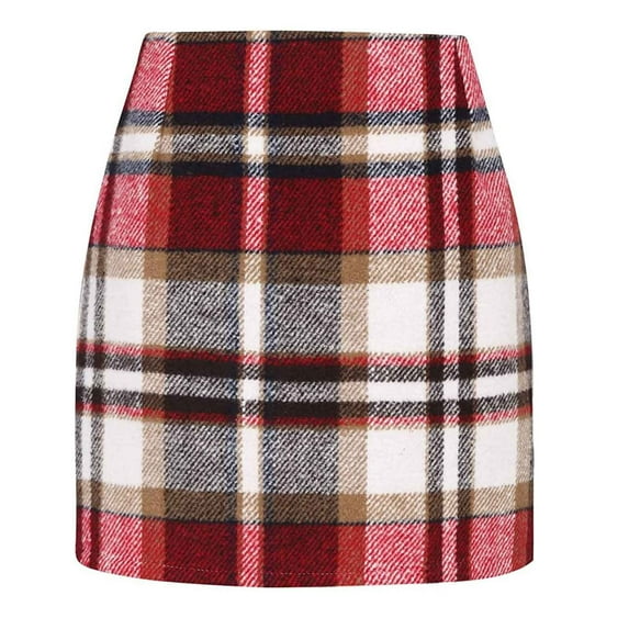 Aofany Women's Casual Plaid Skirt High Waist Tight Pencil Skirt Buttock Short Skirts