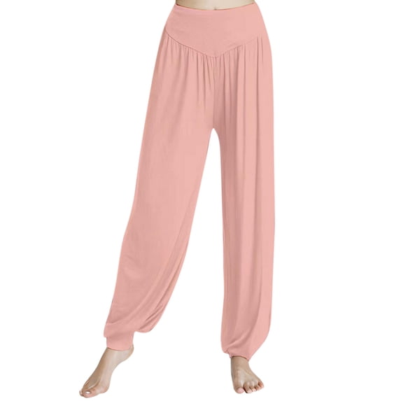 Aofany Women's Casual Sports Pants High Waist Solid Daily Loose Cuffed Pants Athletics Workout Yoga Trousers
