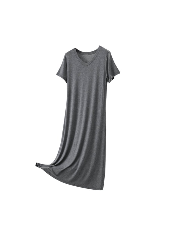 Women's Casual T-Shirt Dresses Summer Loose V Neck Short Sleeve Midi Dresses, Dresses for Women