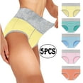 thumbnail image 1 of Aofany Women's Cotton Underwear High Waist Stretch Briefs Soft Underpants Ladies Full Coverage Panties Plus Size 5 Pack, 1 of 9