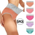 thumbnail image 1 of Aofany Women's Cotton Underwear High Waist Stretch Briefs Soft Underpants Ladies Full Coverage Panties Plus Size 5 Pack, 1 of 9