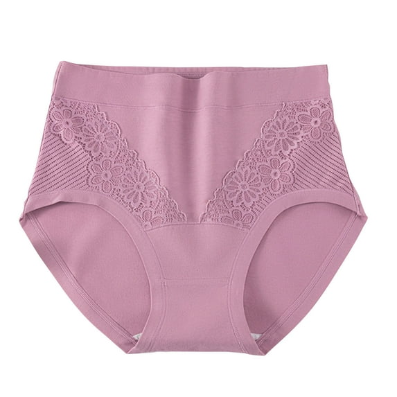 Aofany Women's Cotton Underwear Women Plus Size High Waisted Lace Panties Comfy Breathable Briefs Full Coverages Ladies Panties