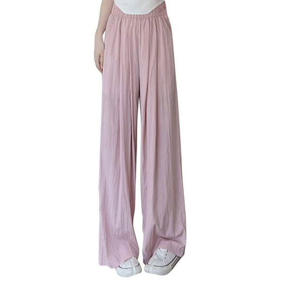 Aofany Women's Culottes Cropped Wide Leg Pants Elastic Waist Casual Flowy Palazzo Trousers with Pockets