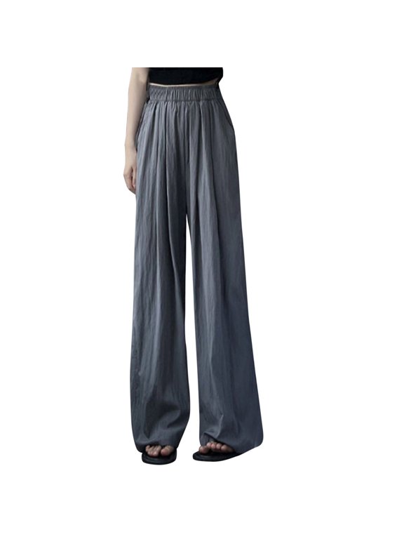 Women's Culottes Cropped Wide Leg Pants Elastic Waist Casual Flowy Palazzo Trousers with Pockets