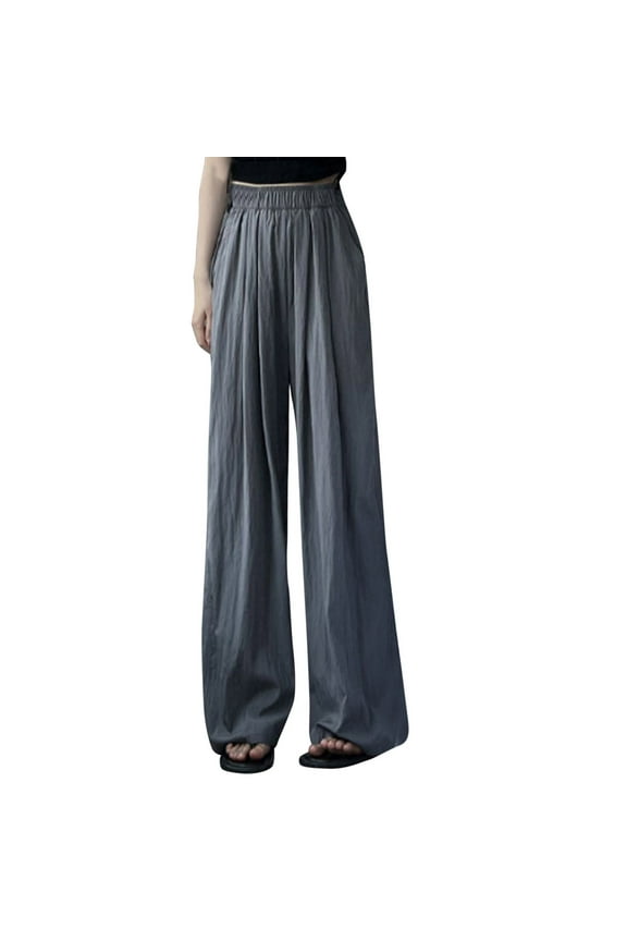 Women's Culottes Cropped Wide Leg Pants Elastic Waist Casual Flowy Palazzo Trousers with Pockets