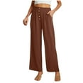 thumbnail image 1 of Aofany Women's Elastic Waist Trousers High Waist Wide Leg Straight Pants Fashion Relaxed Loose Casual Comfy Pants, 1 of 6