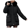 thumbnail image 1 of Aofany Women's Fall And Winter Warm Cotton Bread Jacket Solid Color Long Sleeved Outerwear Casual Loose Hooded Coats, 1 of 1