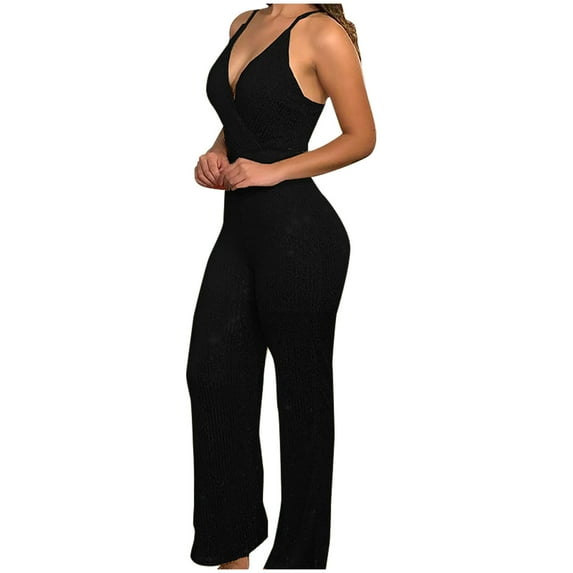 Aofany Women's Fashion Sleeveless Sequins Sexy Slim Fitting Suspender Playsuit Slim Wide Leg Party Jumpsuit