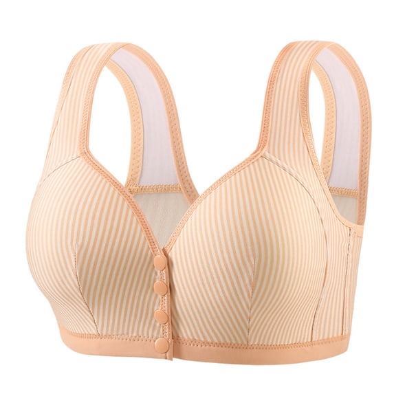 Aofany Women's Front Button Closure Bra Breathable Comfort No Underwire Full-coverage Bra Senior Wirefree Bra, Lift & Support, 36B/C-44B/C
