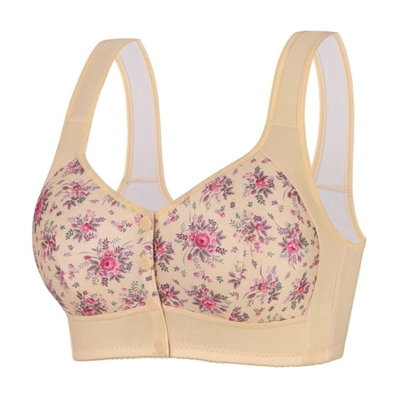 Aofany Women's Front Button Closure Bras Comfort Full Coverage Bra Senior Front-Closing Wirefree Bras, 36B/C-46B/C