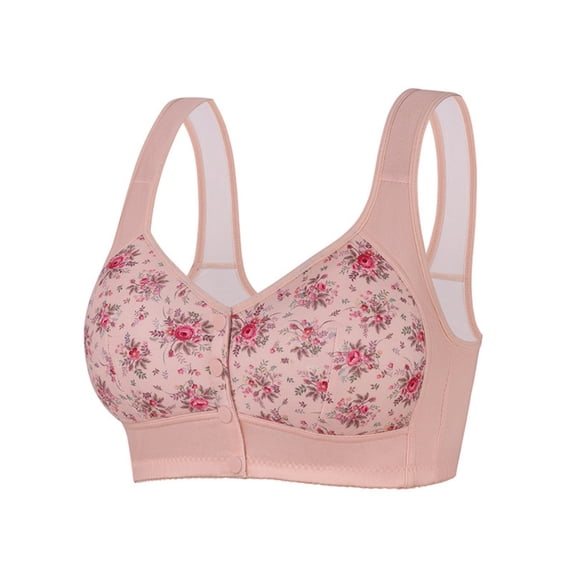 Aofany Women's Front Button Closure Bras Comfort Full Coverage Bra Senior Front-Closing Wirefree Bras, 36B/C-46B/C