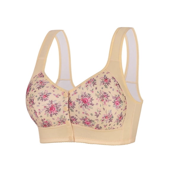 Aofany Women's Front Button Closure Bras Comfort Full Coverage Bra Senior Front-Closing Wirefree Bras, 36B/C-46B/C