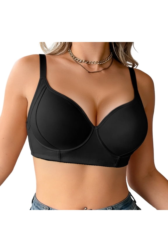 Women's Full Coverage Bras, Plus Size Push Up Bras for Women Smoothing Bra Comfort Lightly Underwire T-Shirt Bra 32B-40C