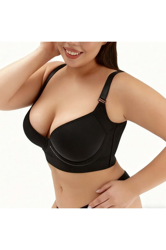 Women's Full Coverage Bras, Plus Size Push Up Bras for Women Smoothing Bra Comfort Lightly Underwire T-Shirt Bra 34B-50B