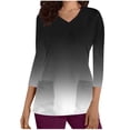thumbnail image 1 of Aofany Women's Gradient Scrubs Top Professionals Nurse Workwear Uniform Breathable Clinic Plus Size V-Neck 3/4 Sleeve Protective Blouse Loose Tunic Shirt with Pockets, 1 of 3