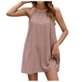 thumbnail image 1 of Aofany Women's Halter Dress Fashion Solid Color Sleeveless Round Neck Camis Dress Casual Summer Mini Dress, 1 of 2