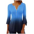 thumbnail image 1 of Aofany Women's Henley Shirt 3/4 sleeve V Neck Flared Blouse Pleated Tunic Tops for Women, 1 of 3
