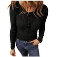 thumbnail image 1 of Aofany Women's Henley Shirts 2025 Spring Fall Long Sleeve T Shirts Button Ribbed Knit Slim Fit Casual Basic Tops Blouse, 1 of 3