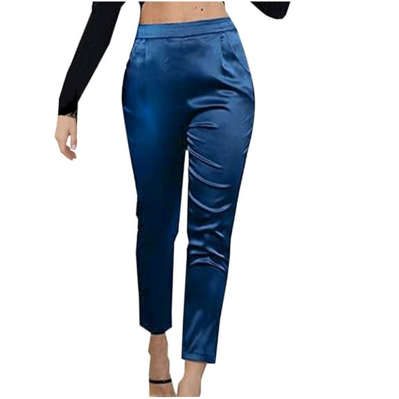 Aofany Women's High Waist Pull-On Dress Pants Tummy Control Pants for Work Business Casual Office Trousers Fashion Pants Ladies Slim Pant Solid Full Length Pants with Pockets
