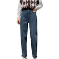 thumbnail image 1 of Aofany Women's High Waisted Jeans Fashion Leisure Plush And Thick Winter Straight Denim Pants Pencil Trousers, 1 of 6