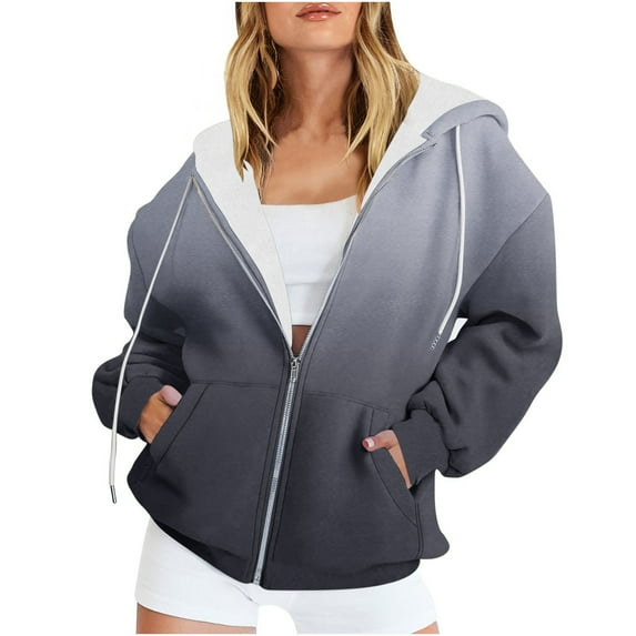 Aofany Women's Jackets Womens Hoodie Full Zip Long Sleeve Lightweight Sweatshirts Pockets Jacket Coat