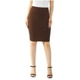 thumbnail image 1 of Aofany Women's Knee-length Skirt High Waist Stretch Pull On Casual Office Soft Pencil Midi Skirt, 1 of 6