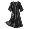 thumbnail image 1 of Aofany Women's Lace Sleeping Night Shirts Summer Sleepwear Short Pajama Sleep Shirt Silk Nightgown Satin Night Gown Dresses Soft Lace Short Sleeve V Neck Nightshirt, 1 of 4