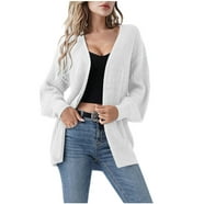 Aiyino Women Solid Sweater Open Front Long Sleeve Knit Cardigan Casual ...